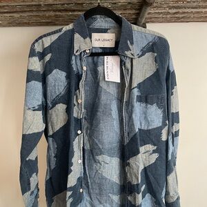 Our Legacy Denim Blue Patterned Shirt size 46